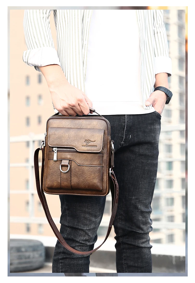 Crossbody Sling Leather Side Shoulder Bag For Husband Gift