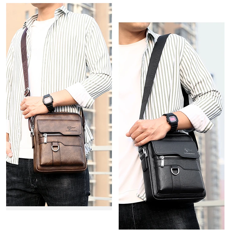 Crossbody Sling Leather Side Shoulder Bag For Husband Gift