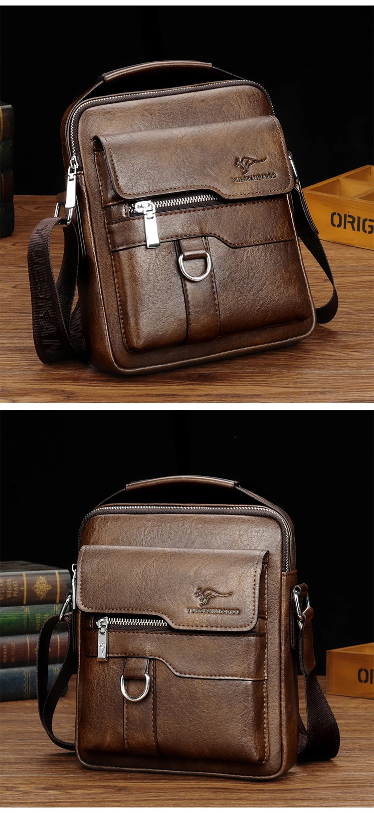 Crossbody Sling Leather Side Shoulder Bag For Husband Gift