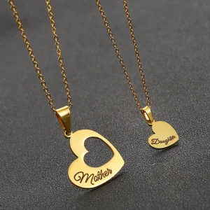 2PCS Gift Hollow Love Pendant Necklace for Mom