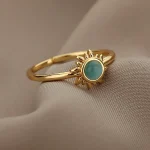 Stainless Steel Vintage Opal Rings For Women