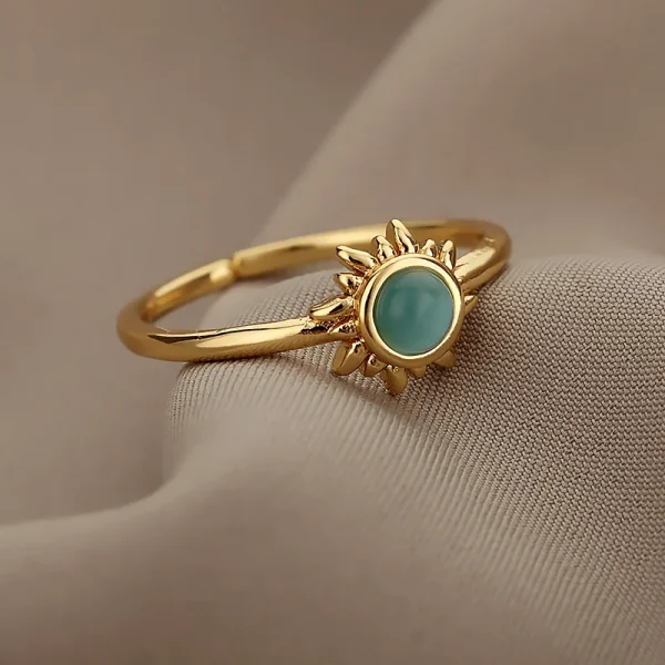 Stainless Steel Vintage Opal Rings For Women