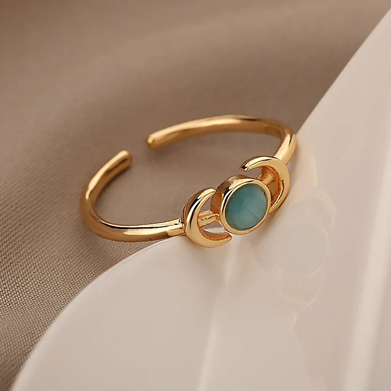 Stainless Steel Vintage Opal Rings For Women