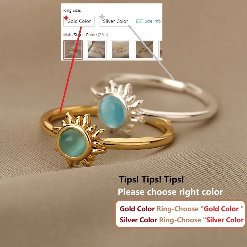 Stainless Steel Vintage Opal Rings For Women