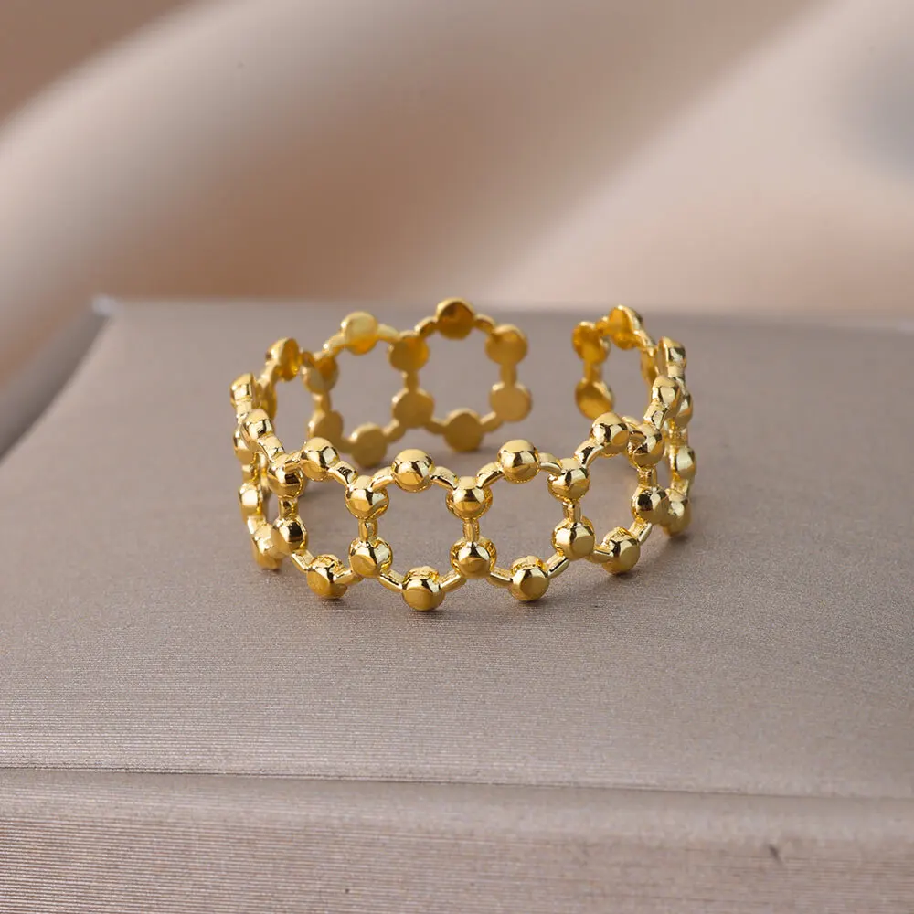 Stainless Steel Gold Color Daisy Ring For Women