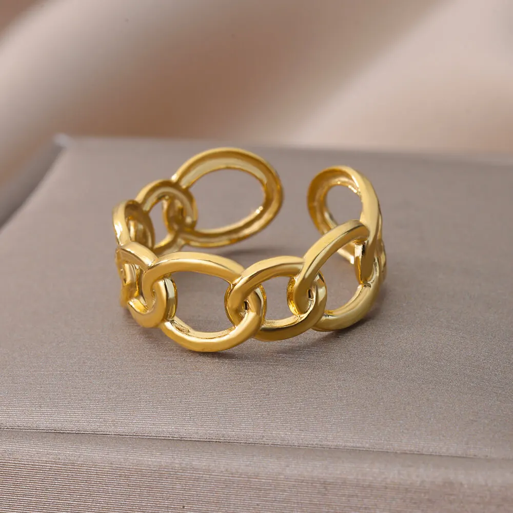 Stainless Steel Gold Color Daisy Ring For Women