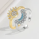 Sparkling Sun and Moon Adjustable Couple Rings