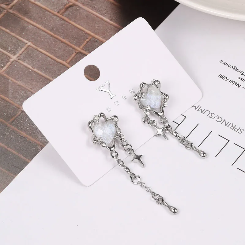 Irregular Heart Tassel Star Earrings Women Gift