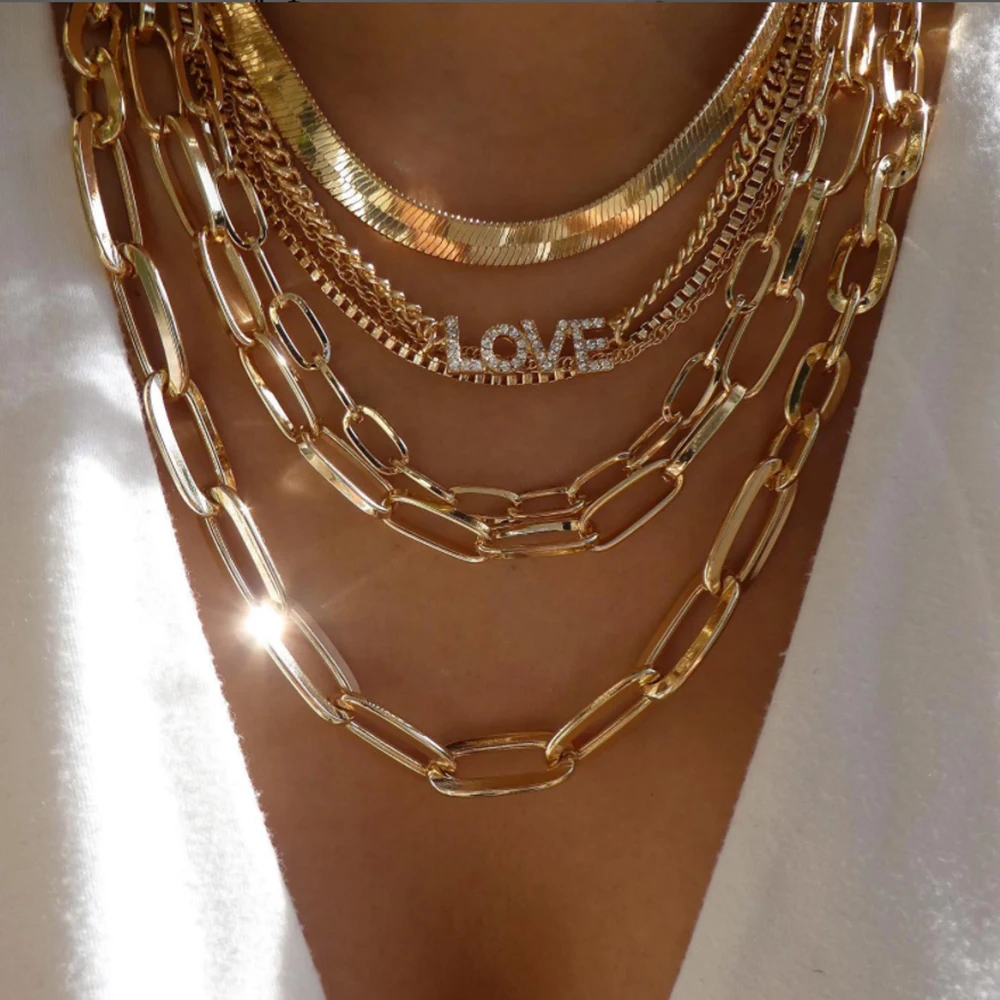 Vintage New Gold Color Multiple Styles Necklace For Women