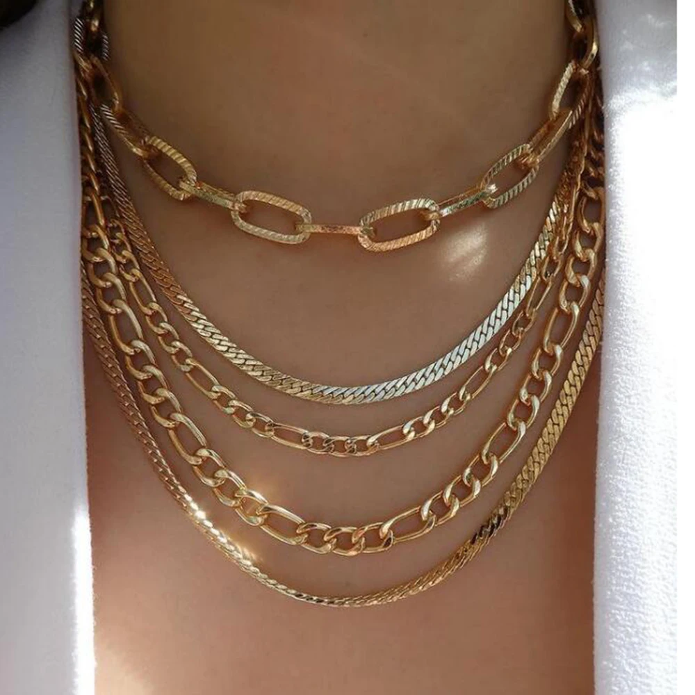 Vintage New Gold Color Multiple Styles Necklace For Women