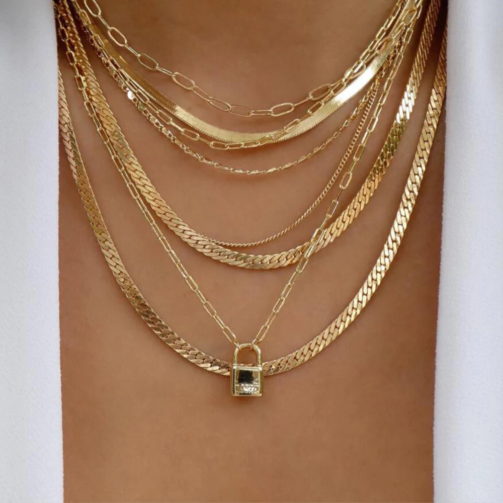 Vintage New Gold Color Multiple Styles Necklace For Women