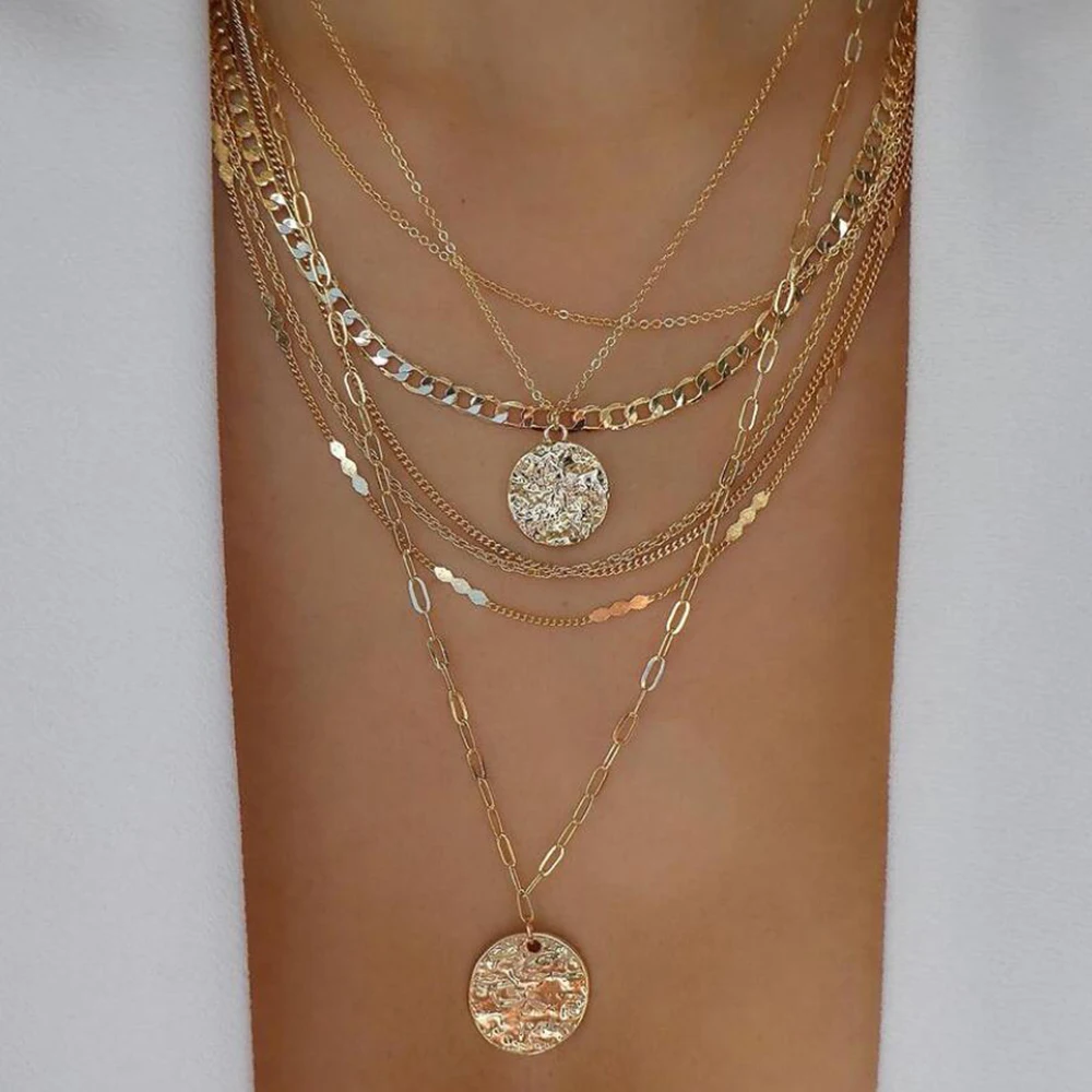 Vintage New Gold Color Multiple Styles Necklace For Women