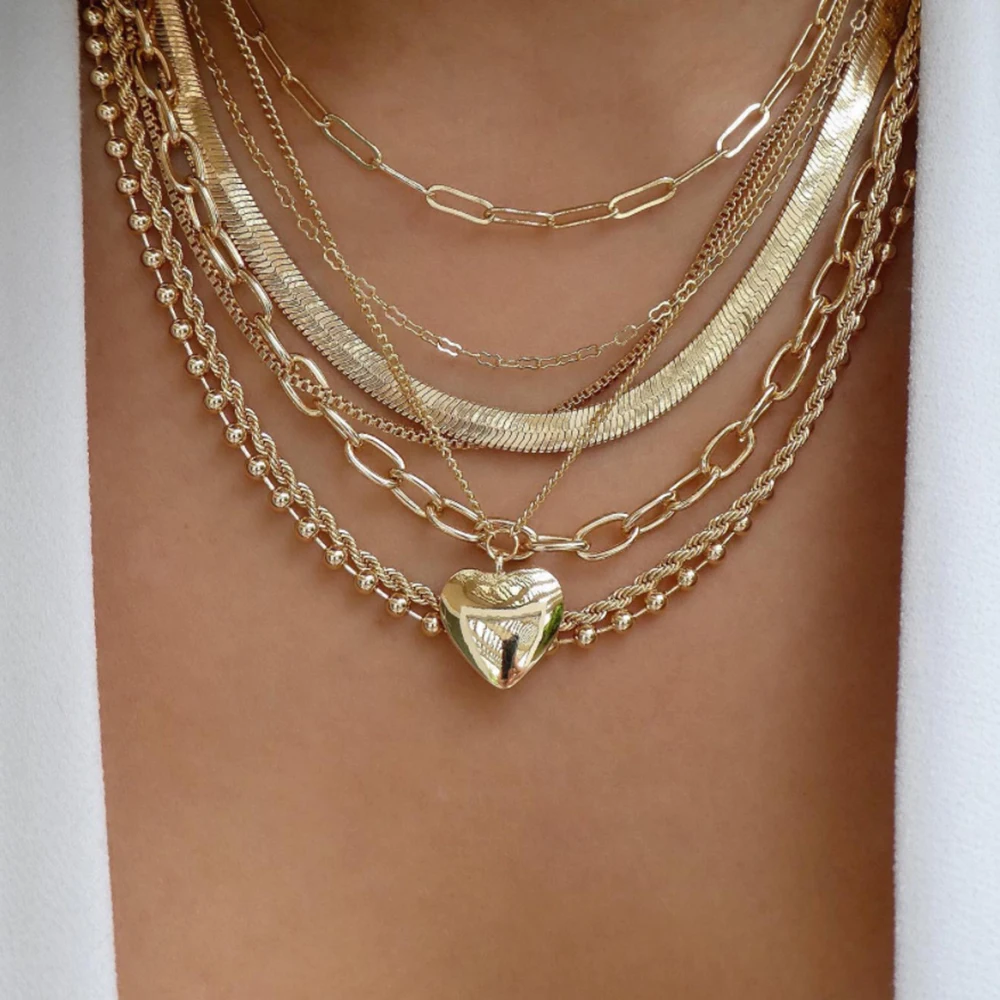 Vintage New Gold Color Multiple Styles Necklace For Women