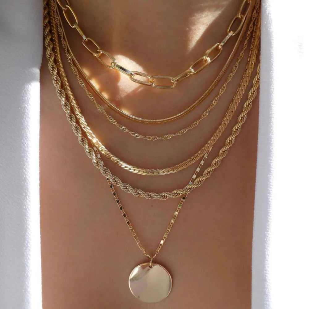 Vintage New Gold Color Multiple Styles Necklace For Women