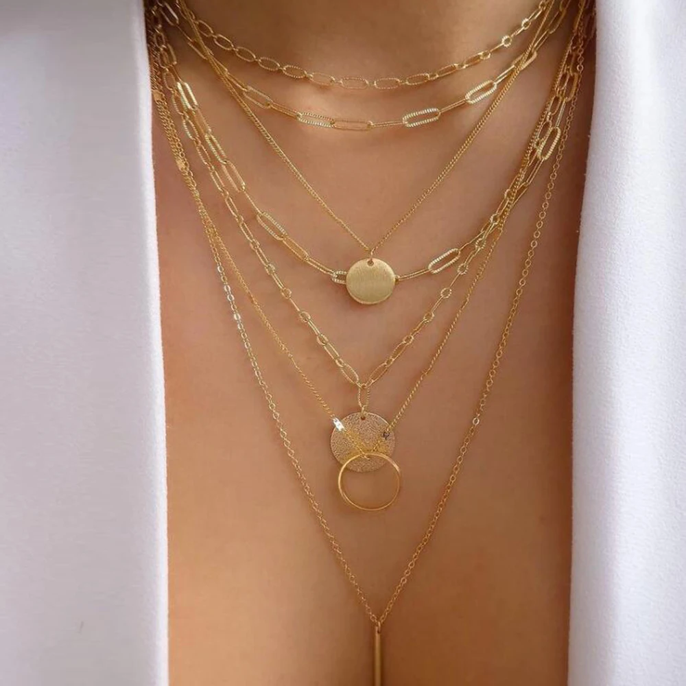 Vintage New Gold Color Multiple Styles Necklace For Women