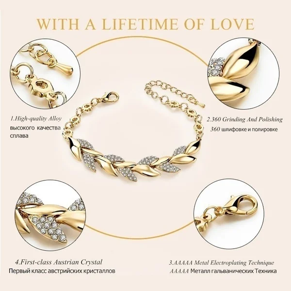 Luxury Love Braided Leaf Bracelet for Women