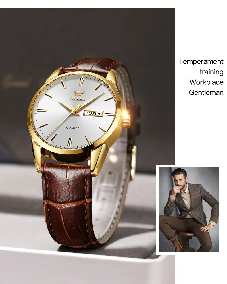 Classic Waterproof Leather strap Quartz Watch