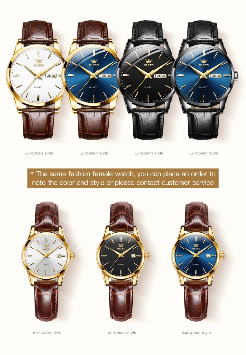 Classic Waterproof Leather strap Quartz Watch