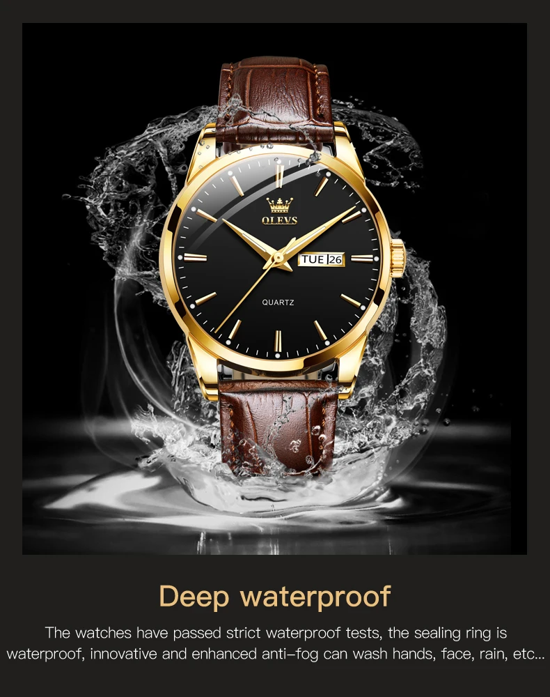 Classic Waterproof Leather strap Quartz Watch