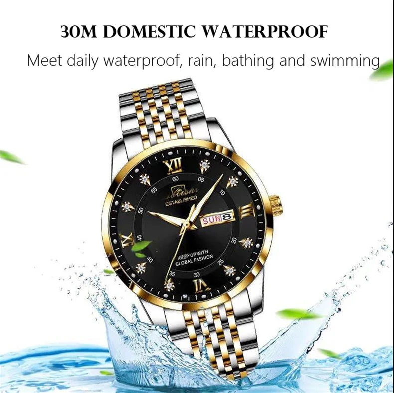 Waterproof Luminous Leather Casual Sports Quartz Wristwatch