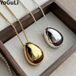 One Layer Chain Metal Shiny Pendant Necklace For Women