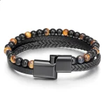 Simple Natural Tiger Eye Stone Hand woven Men Bracelet