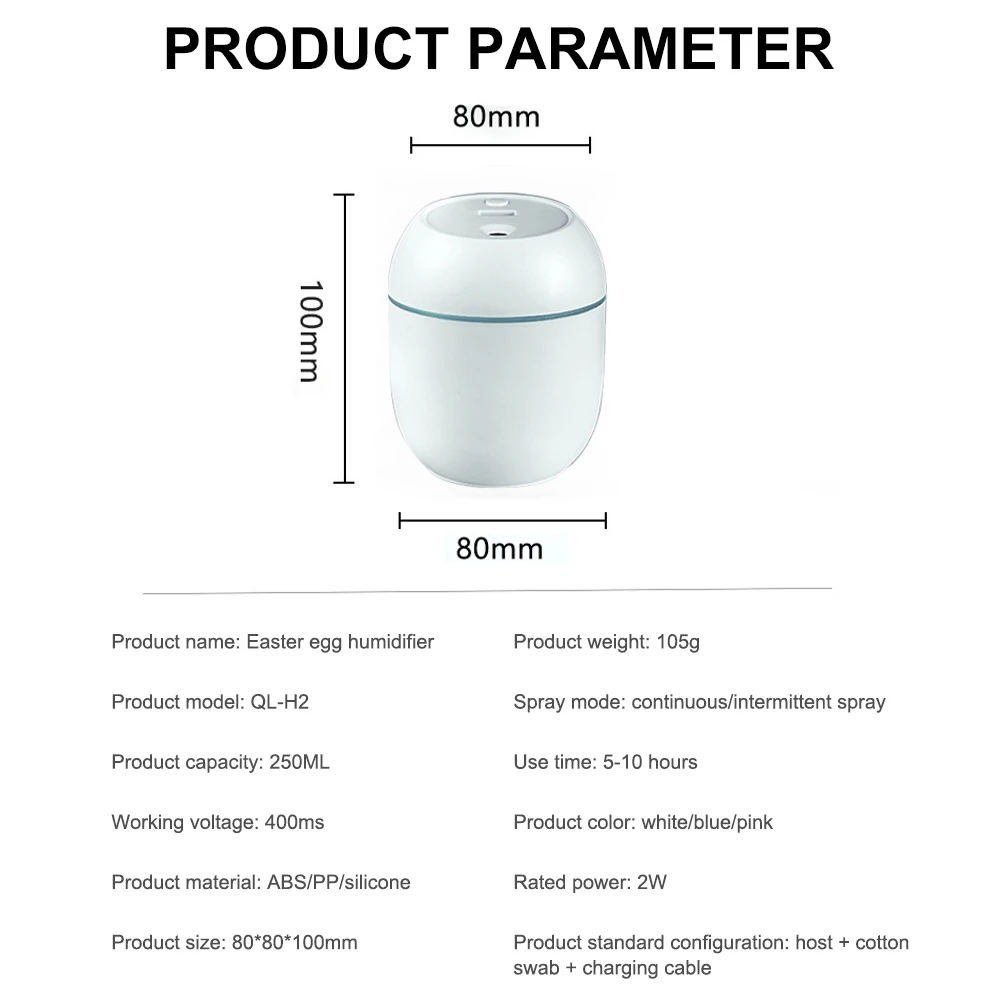 250ML USB Portable Air Humidifier Essential Oil Diffuser