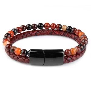 Black Stainless Steel Natural Stone Bracelet