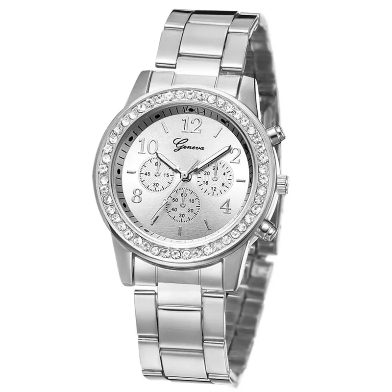 Women Quartz Watch Luxury with Diamonds Clock Ring Necklace