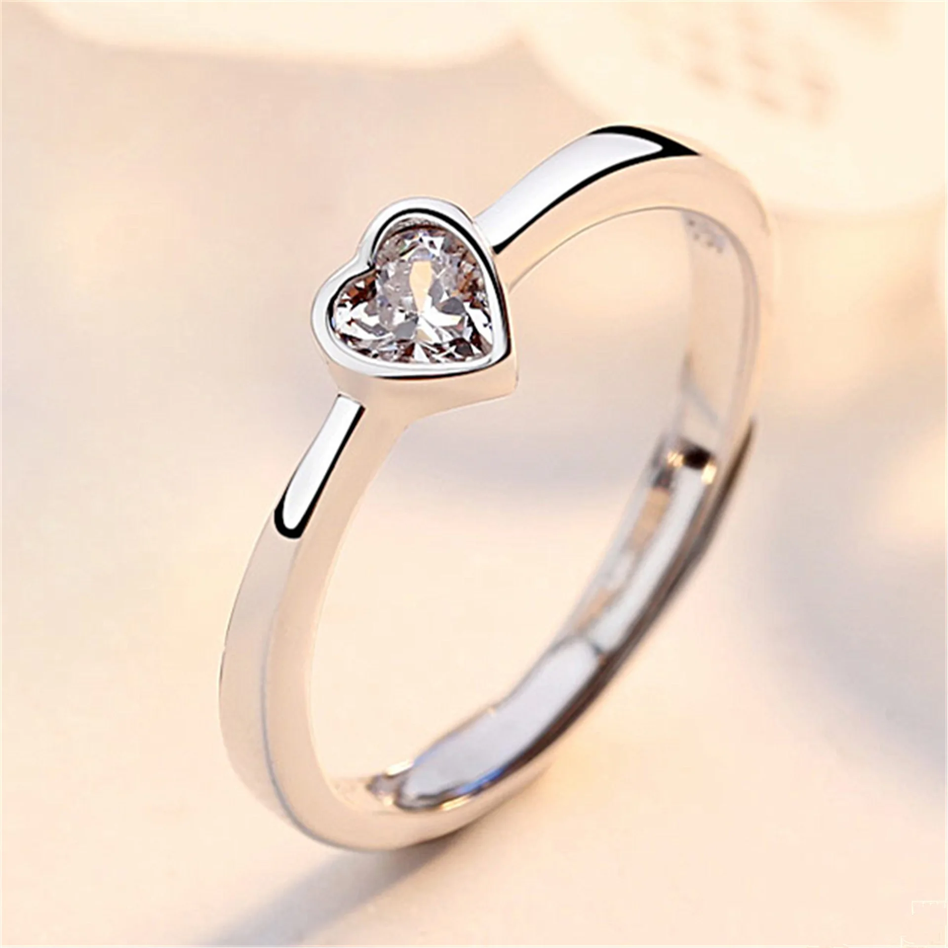 Zircon Heart Matching Couple Rings Set