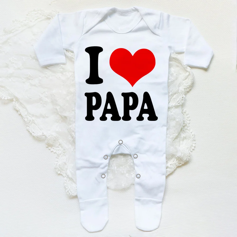 I Love Papa Mama Babygrow Sleepsuit for Newborn