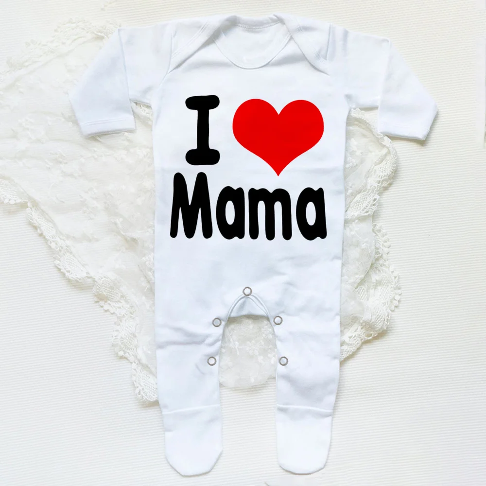 I Love Papa Mama Babygrow Sleepsuit for Newborn