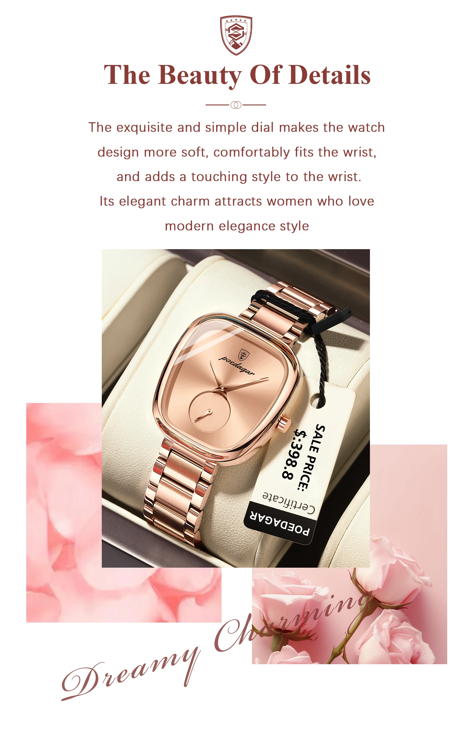 Luxury Watch for Woman Waterproof Stainless Steel Quartz Ladies Watch High Quality