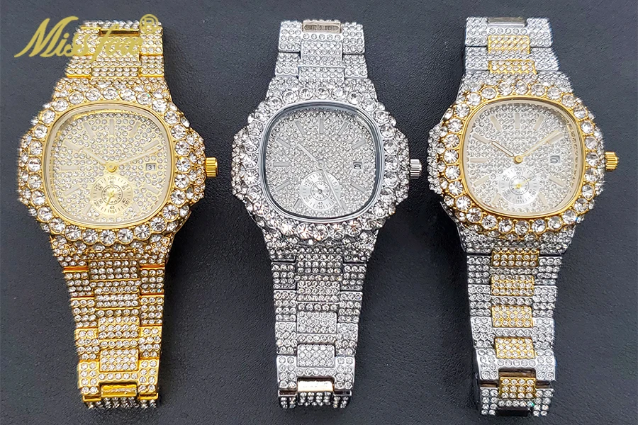 Diamond Iced Out Hip Hop Stylish Quartz Gold Watch For Men