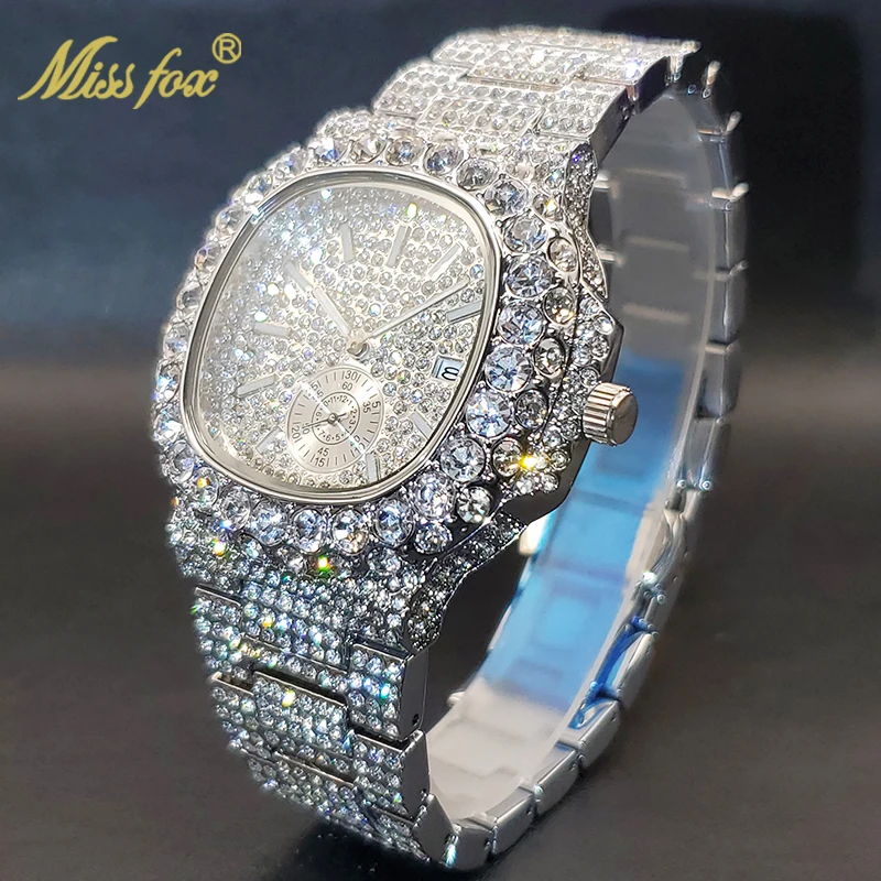 Gold Watch For Men Diamond Iced Out Hip Hop Stylish Quartz