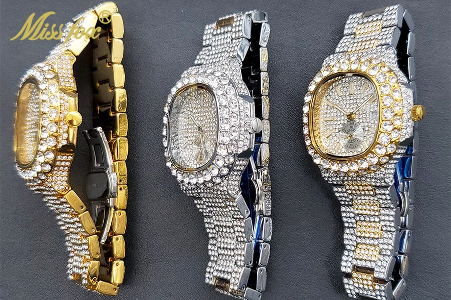 Diamond Iced Out Hip Hop Stylish Quartz Gold Watch For Men