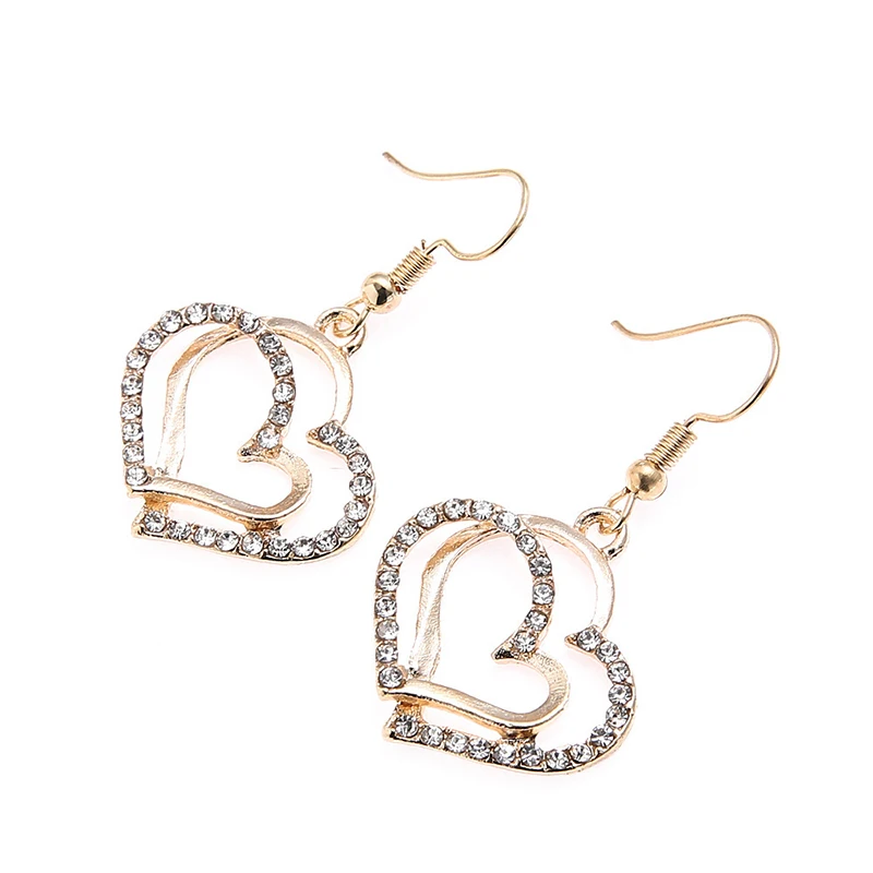 3 Pcs Set Heart Shaped Jewelry Set Of Earrings Pendant Necklace For Women