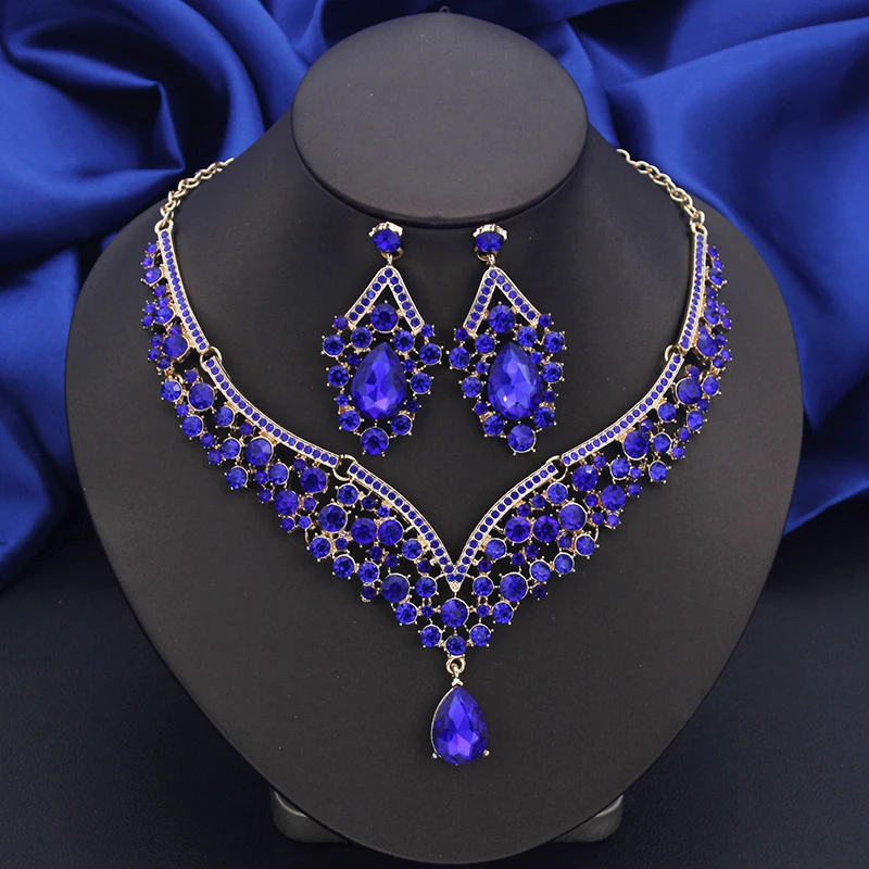 Bridal Dangle Earrings and Choker Necklace Sets for Women