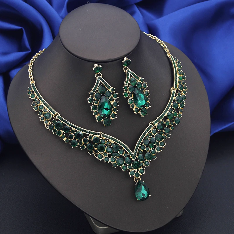 Bridal Dangle Earrings and Choker Necklace Sets for Women