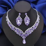 Bridal Dangle Earrings and Choker Necklace Sets for Women