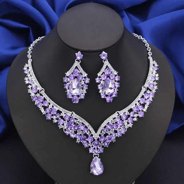 Bridal Dangle Earrings and Choker Necklace Sets for Women