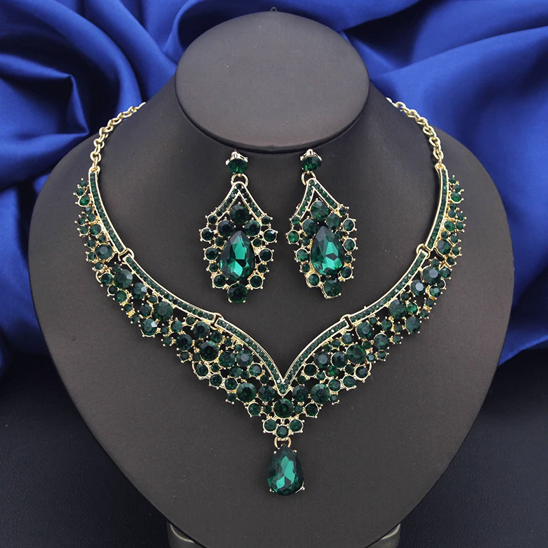 Bridal Dangle Earrings and Choker Necklace Sets for Women