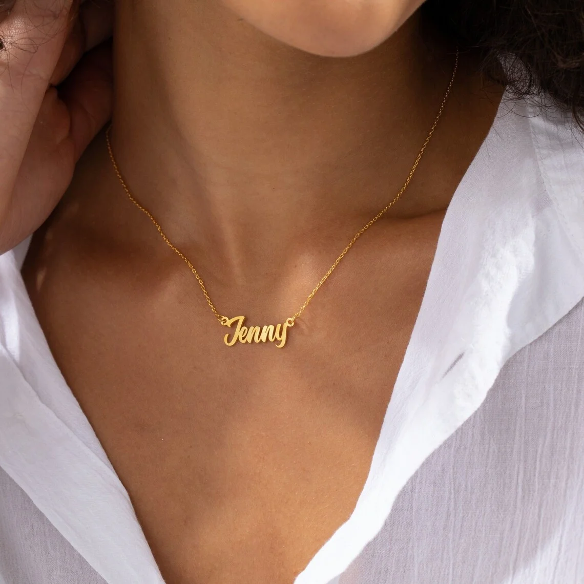 Personalised Cursive Letter Custom Name Necklace for Women