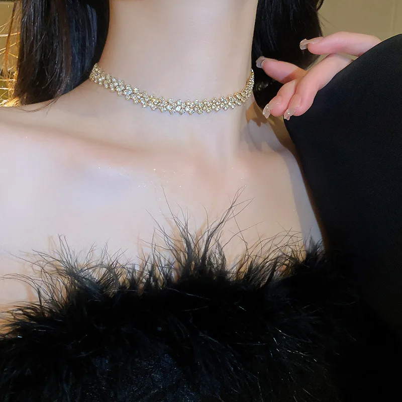 Luxury Shiny Full Rhinestone Choker Necklace for Women