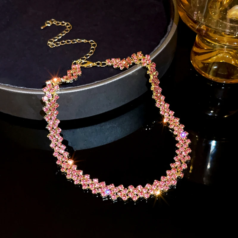 Luxury Shiny Full Rhinestone Choker Necklace for Women