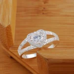 Sterling Silver Crystal Romantic Heart Diamond Rings For Women