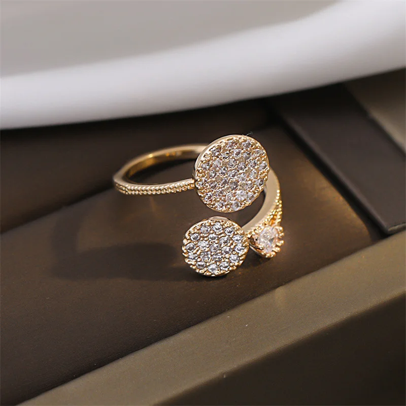 Korean New Exquisite Geometric Round Finger Ring for Women