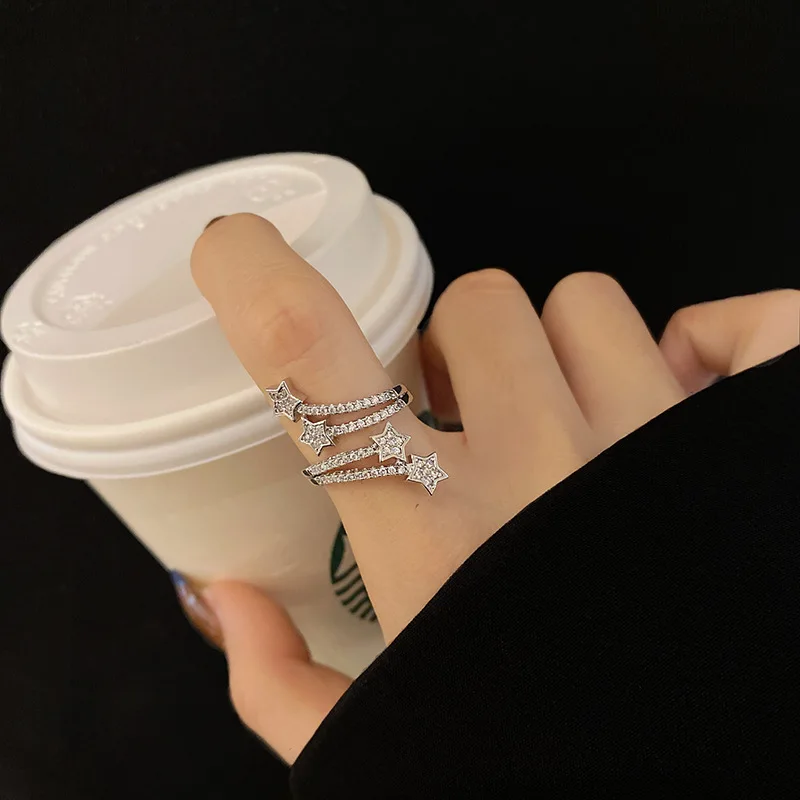 Korean New Exquisite Geometric Round Finger Ring for Women