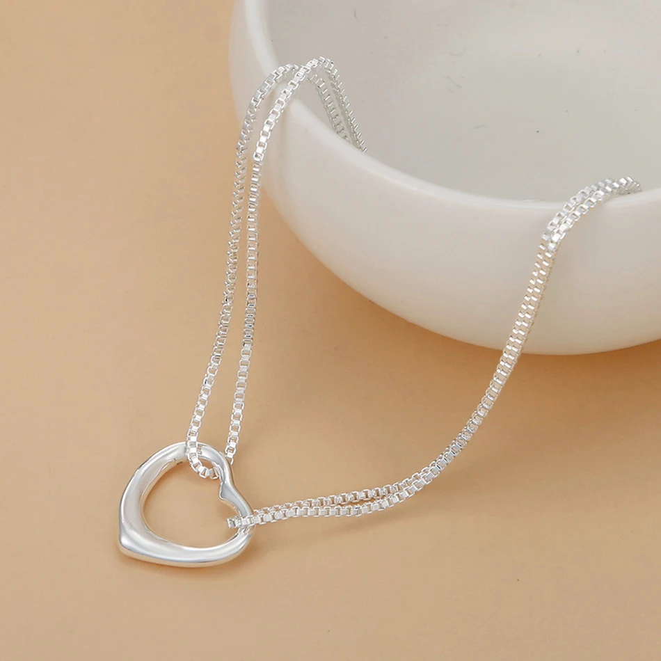 sterling silver Pretty heart bracelets necklaces for women