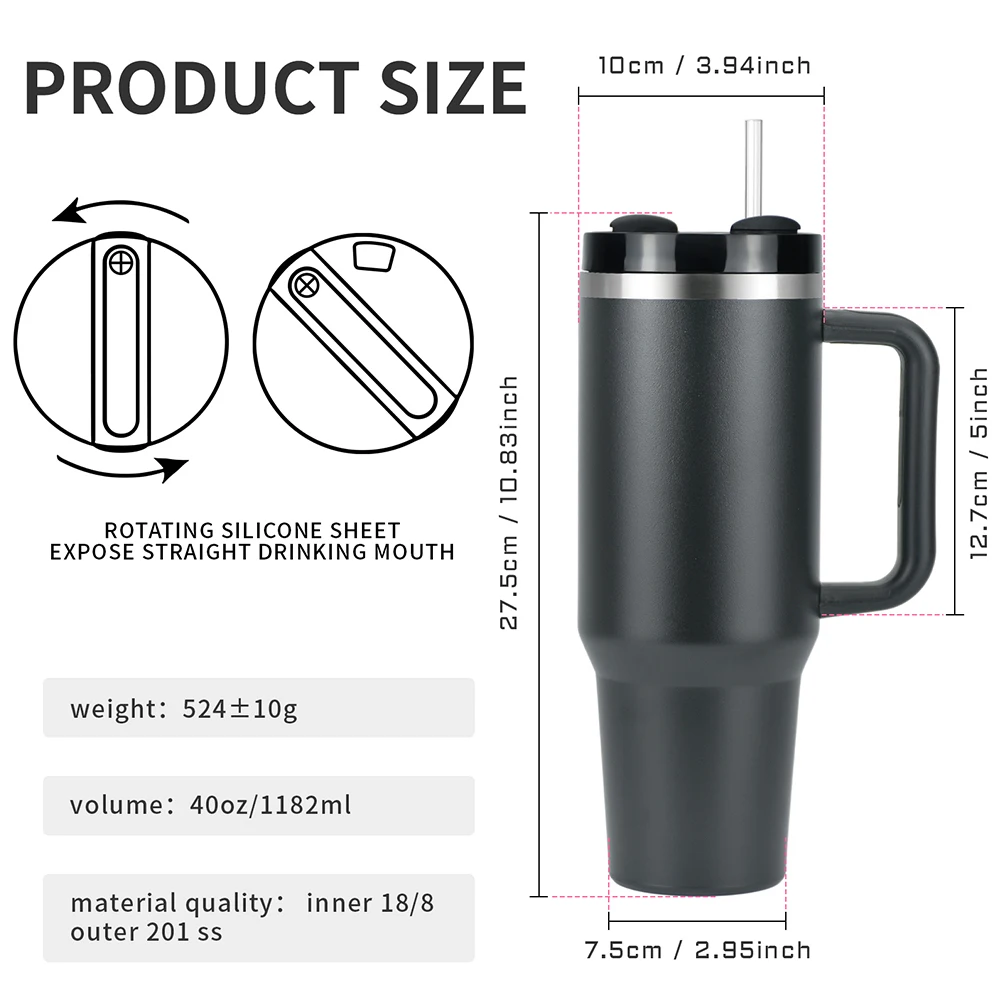 Tumbler Thermos 40z Bottle Stainless Steel Insulation Coffee Cup